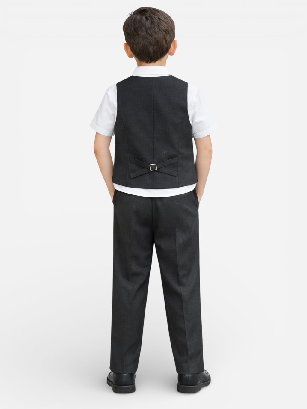 Black Waistcoat, Shirt, Trousers & Red Bow Tie Set (3 Years–8 Years)