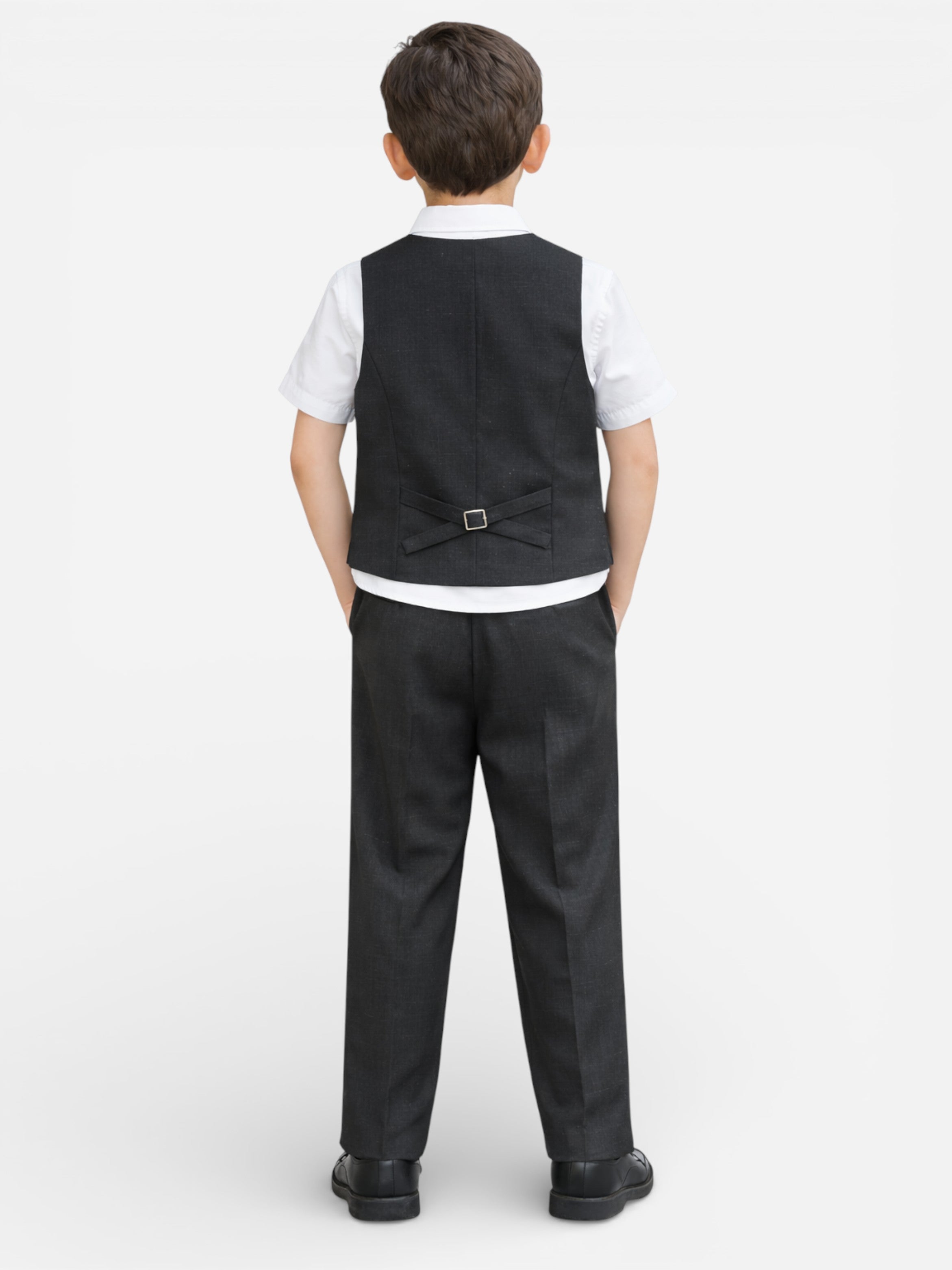 Black Waistcoat, Shirt, Trousers & Red Bow Tie Set (3 Years–8 Years)