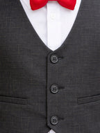 Black Waistcoat, Shirt, Trousers & Red Bow Tie Set (3 Years–8 Years)