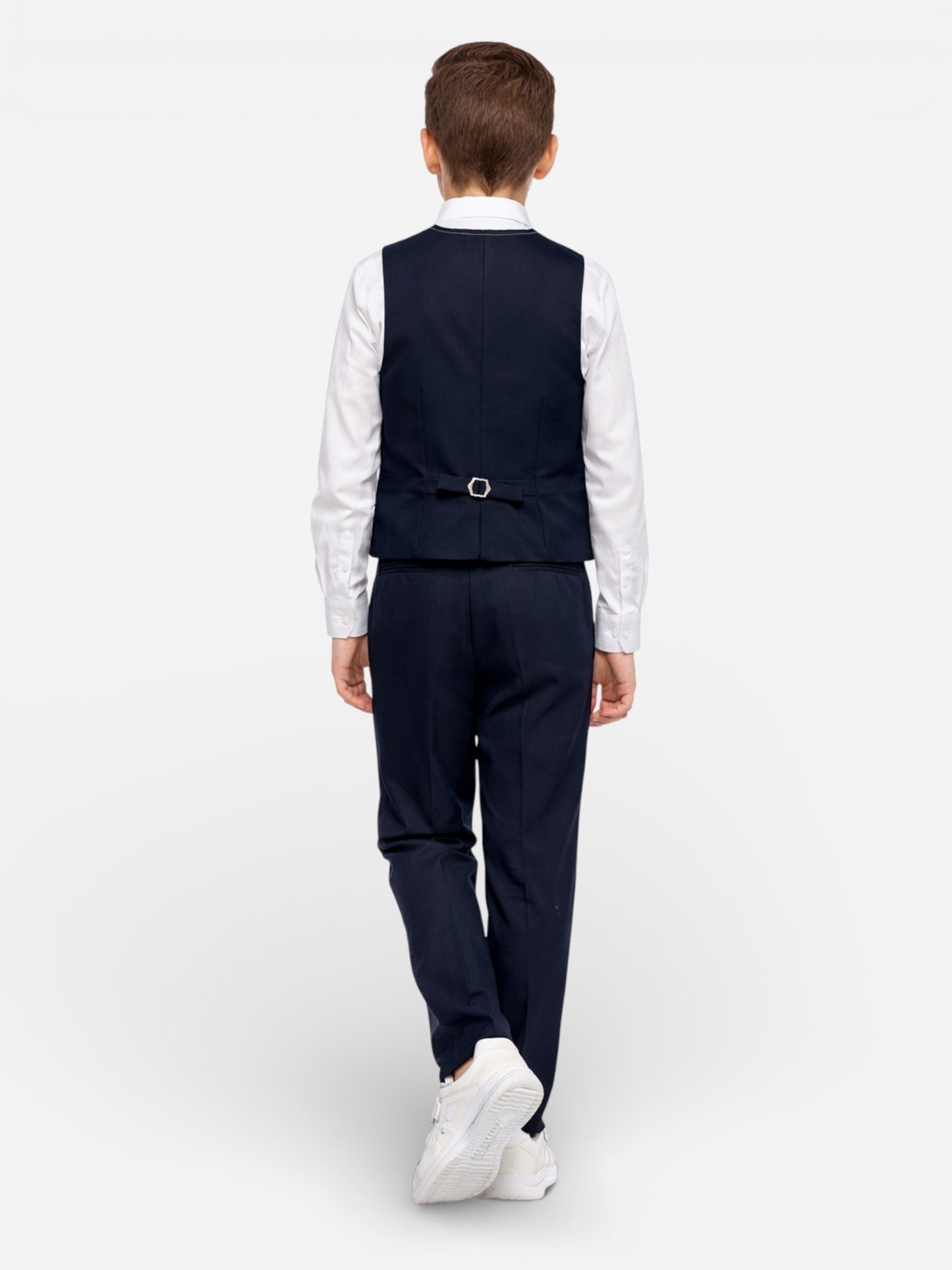 Boys 4 Pc Set Navy Waistcoat, Shirt, Trousers & Bow Tie Set (3 Years–8 Years)