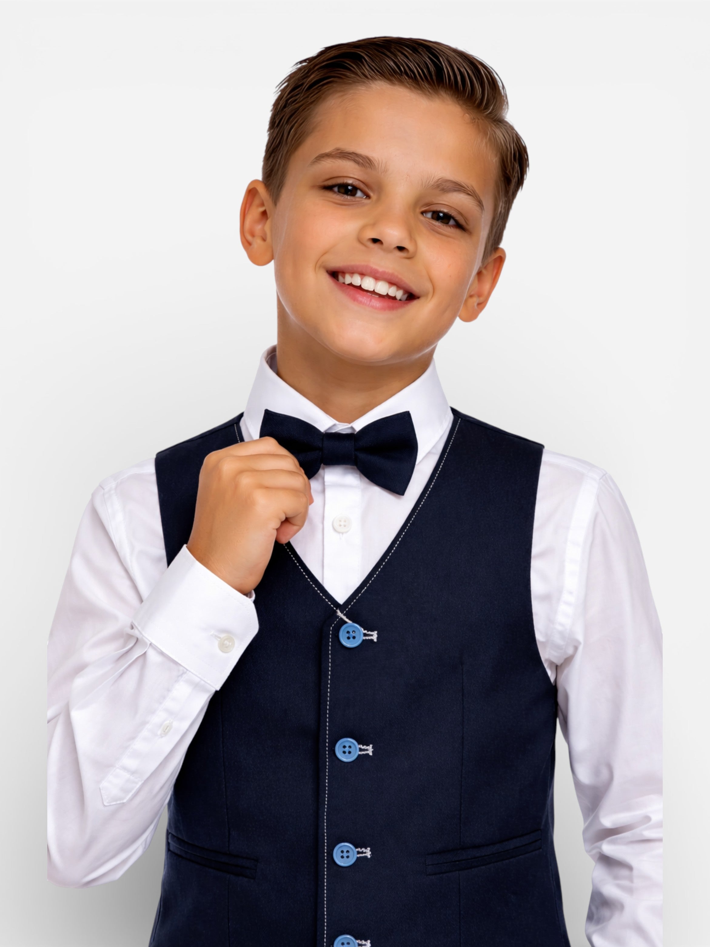 Navy Waistcoat, Shirt, Trousers & Bow Tie Set (3 Years–8 Years)