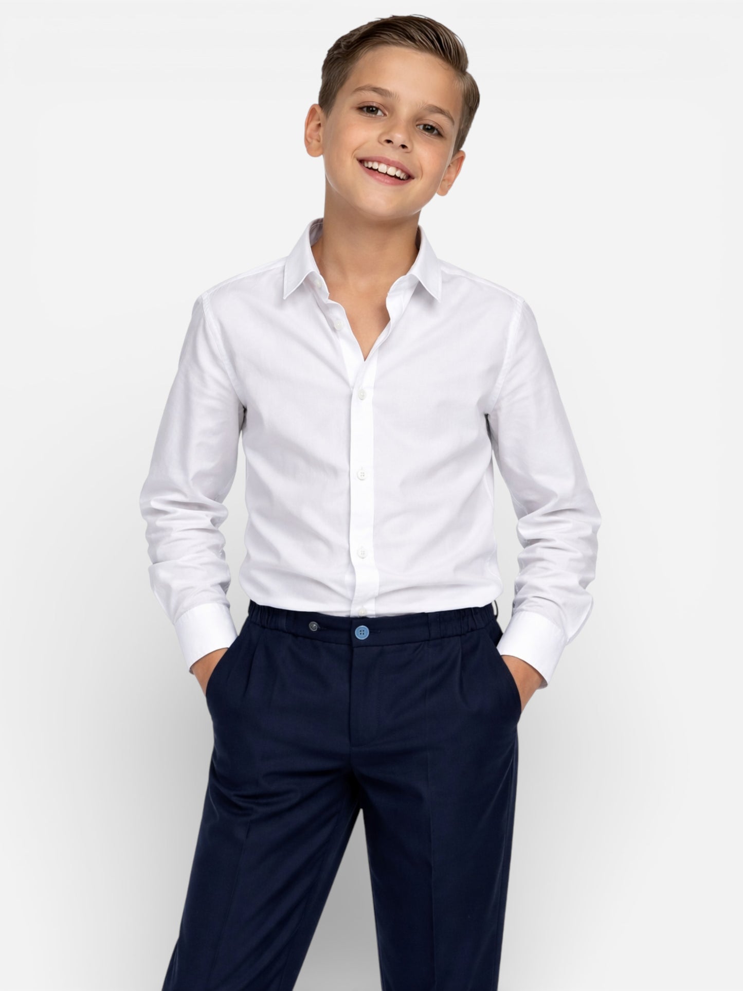 Boys 4 Pc Set Navy Waistcoat, Shirt, Trousers & Bow Tie Set (3 Years–8 Years)