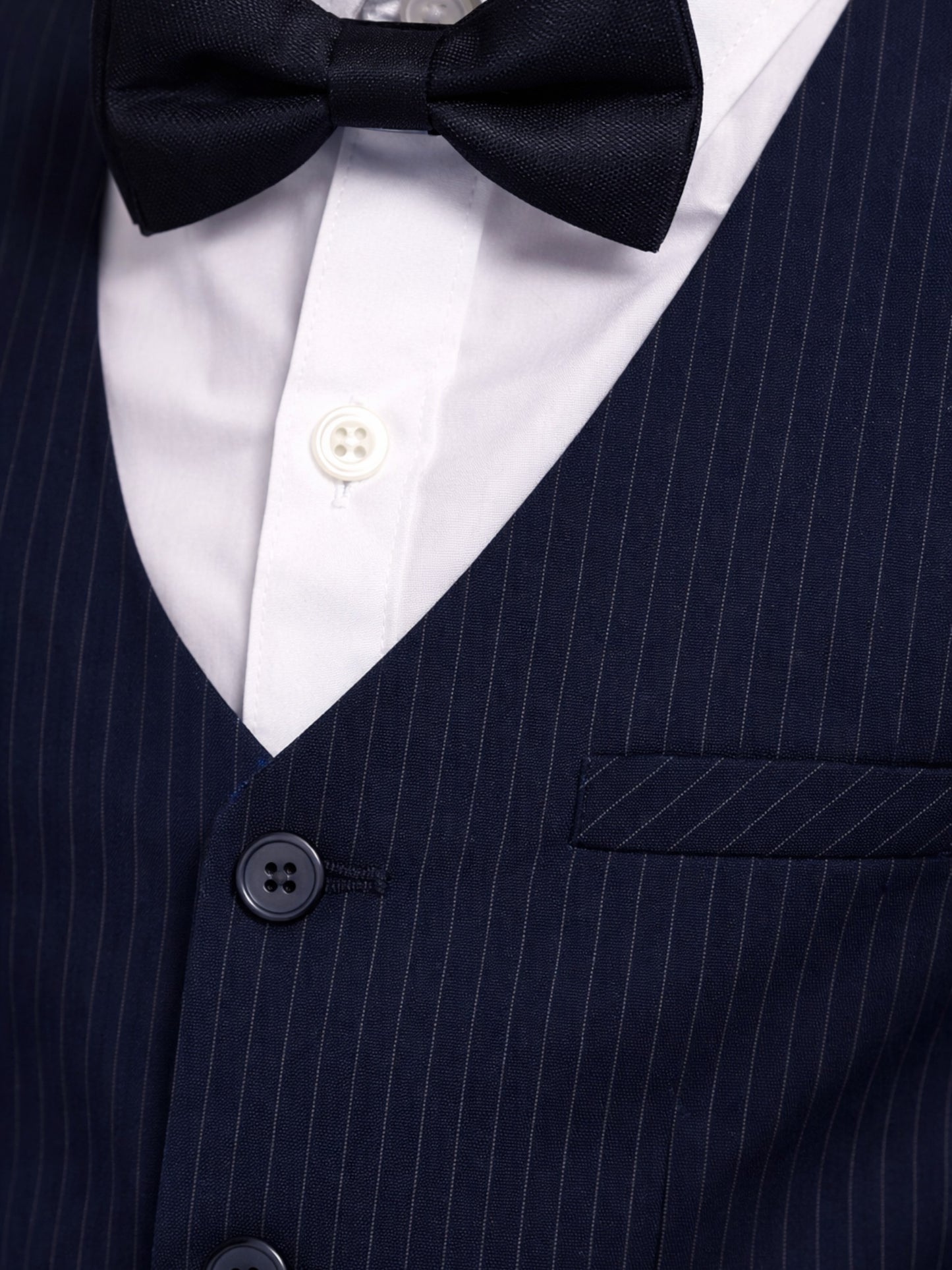 Boys 4 Pc Set Blue Waistcoat, Shirt, Trousers & Bow Tie Set (3 Years–8 Years)