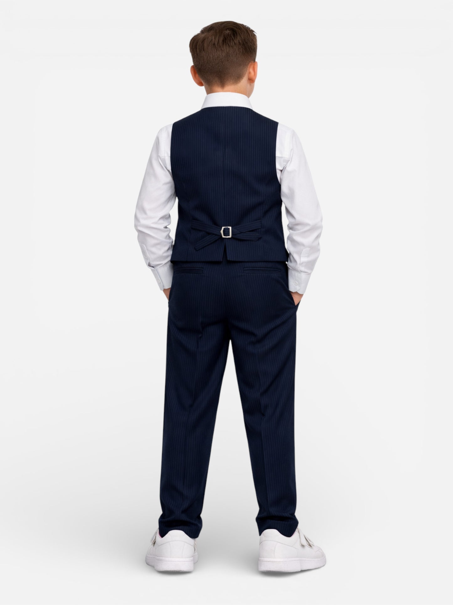Boys 4 Pc Set Blue Waistcoat, Shirt, Trousers & Bow Tie Set (3 Years–8 Years)