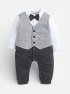 Infant Boys’ Waistcoat, Shirt & Bow Tie Mock Romper Set