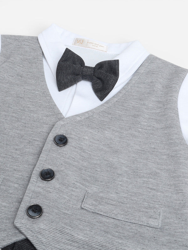 Infant Boys’ Waistcoat, Shirt & Bow Tie Mock Romper Set