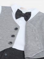 Infant Boys’ Waistcoat, Shirt & Bow Tie Mock Romper Set