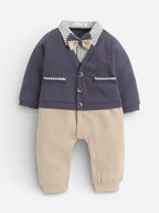 Infant Boys’ Cardigan & Bow Tie Romper Set (2 Pc)