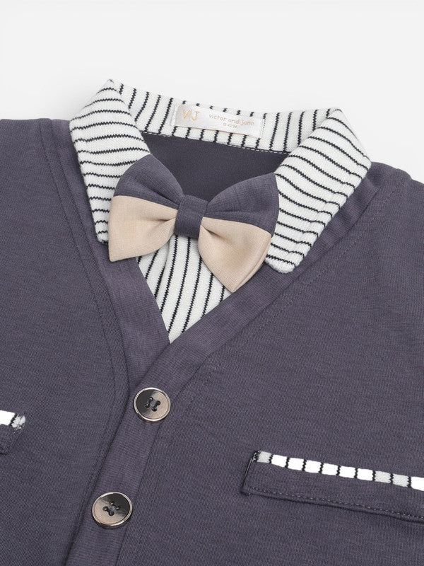Infant Boys’ Cardigan & Bow Tie Romper Set (2 Pc)