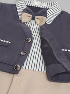 Infant Boys’ Cardigan & Bow Tie Romper Set (2 Pc)