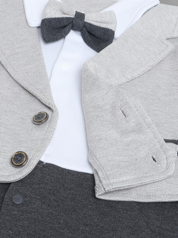 Infant Boys’ Blazer, Shirt & Bow Tie Mock Romper Set