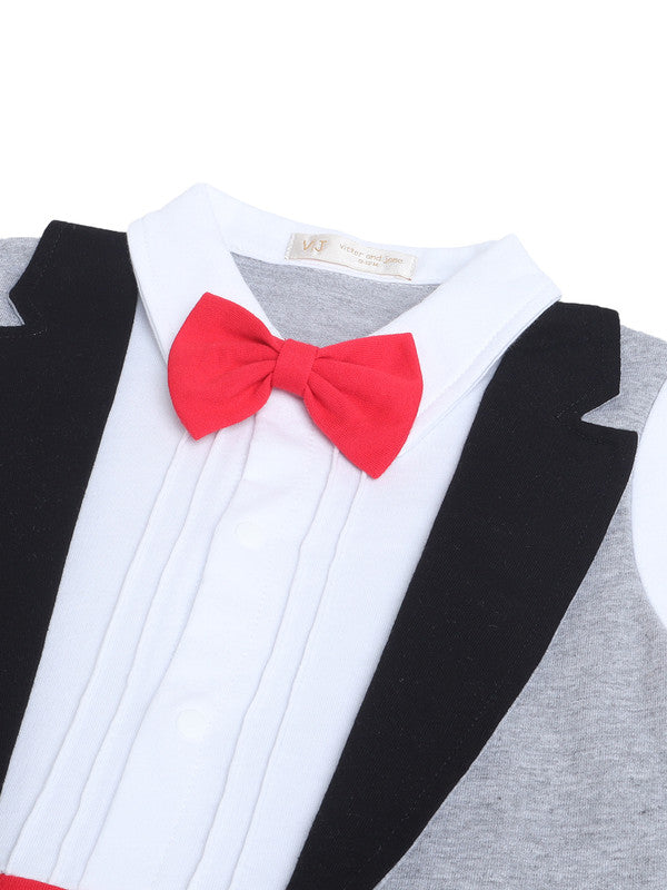 Infant Boys’ Tuxedo, Shirt & Bow Tie Mock Romper 2 Pc Set