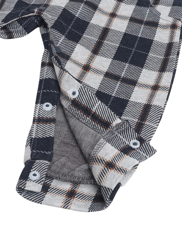 Infant Boys’ Shirt, Bow Tie & Suspenders Mock Romper 3 Pc Set (Checked)
