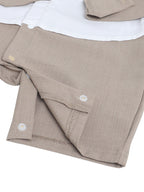 Infant Boys’ Waistcoat, Shirt & Bow Tie Mock Romper 2 Pc Set (Beige)