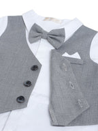 Infant Boys’ Waistcoat, Shirt & Bow Tie Mock Romper 2 Pc Set (Grey)