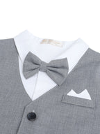Infant Boys’ Waistcoat, Shirt & Bow Tie Mock Romper 2 Pc Set (Grey)