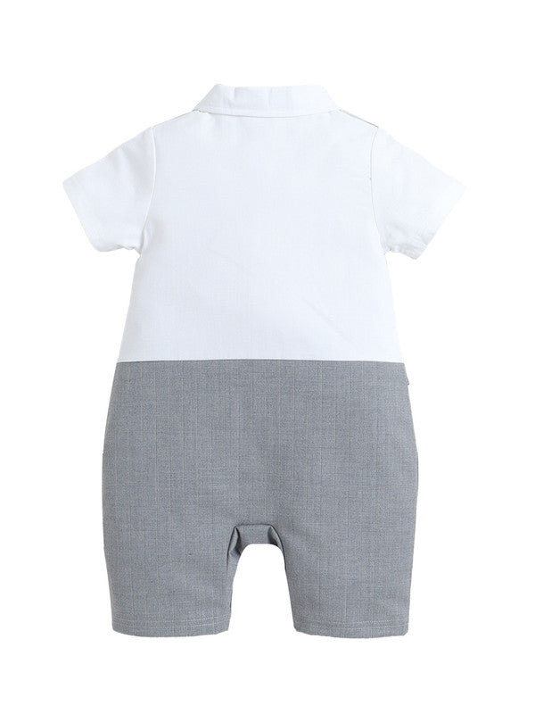 Infant Boys’ Waistcoat, Shirt & Bow Tie Mock Romper 2 Pc Set (Grey)