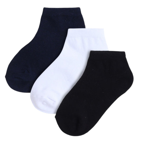Boys 3 Pairs Plain Ankle Length School Socks