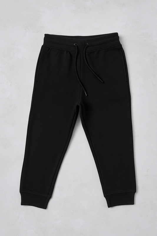 Boys French Terry Joggers With Drawstring Closure – Black