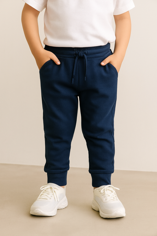 Boys French Terry Joggers With Drawstring Closure – Navy