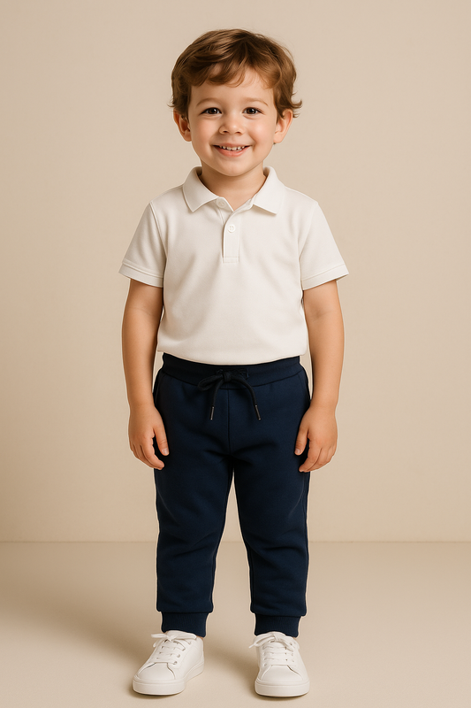 Boys French Terry Joggers With Drawstring Closure – Navy