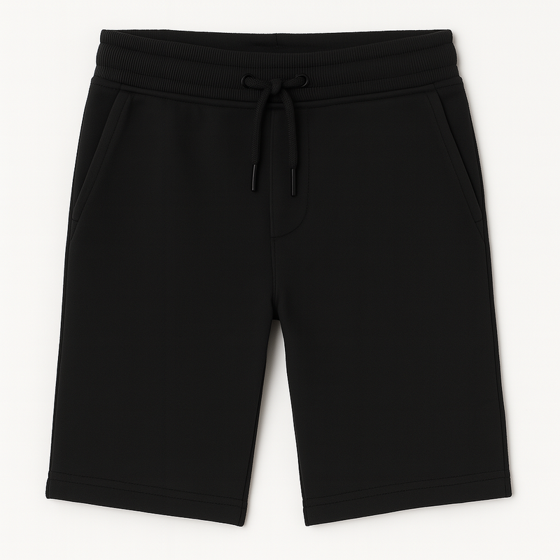 Kids French Terry 100% Cotton Shorts - Black