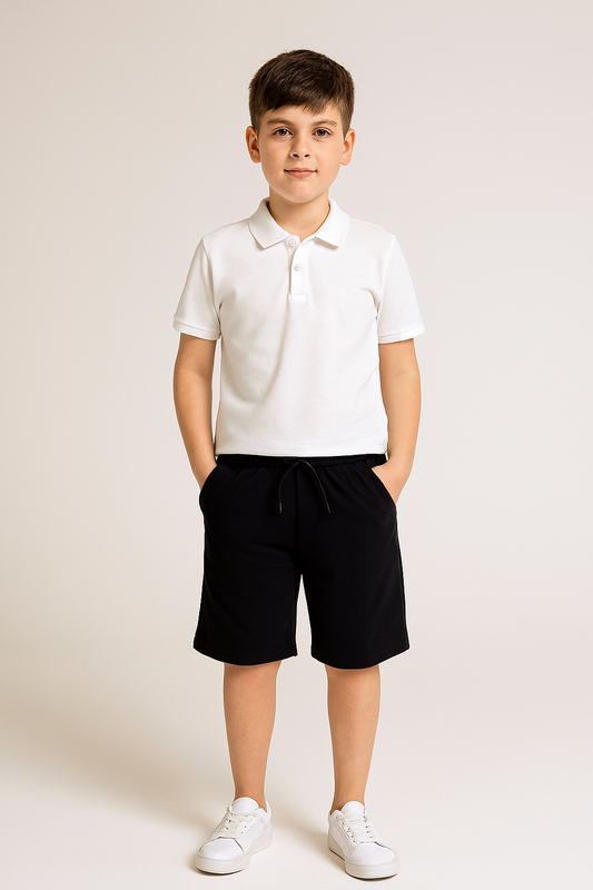 Boys French Terry Shorts 100% Cotton– Black