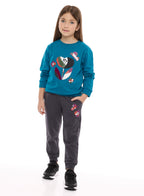 Girls- Embroidered Sweat Top And Jogger Set