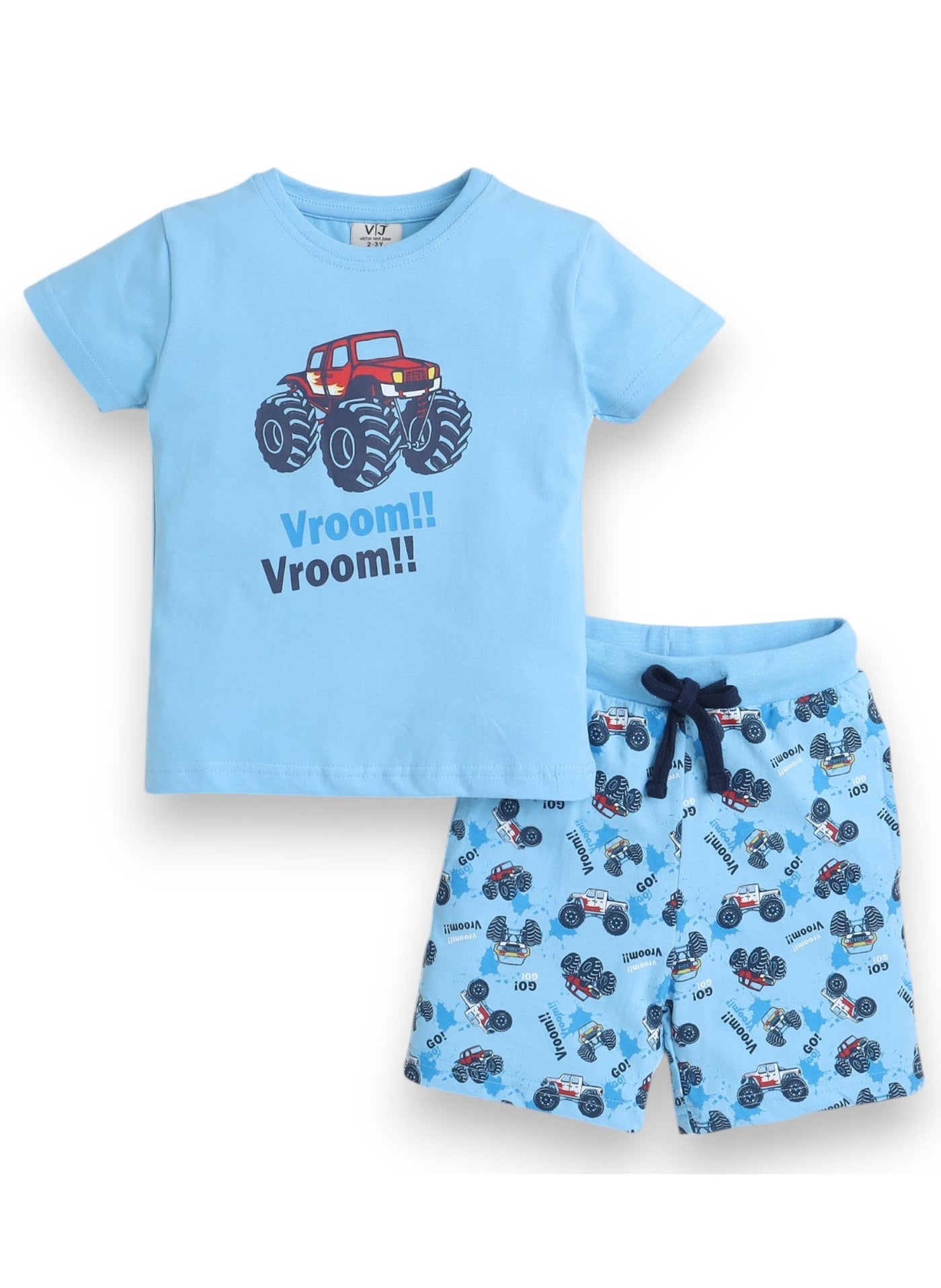 Victor And Jane - Printed T-Shirt And All-Over Printed Shorts Pyjama Set