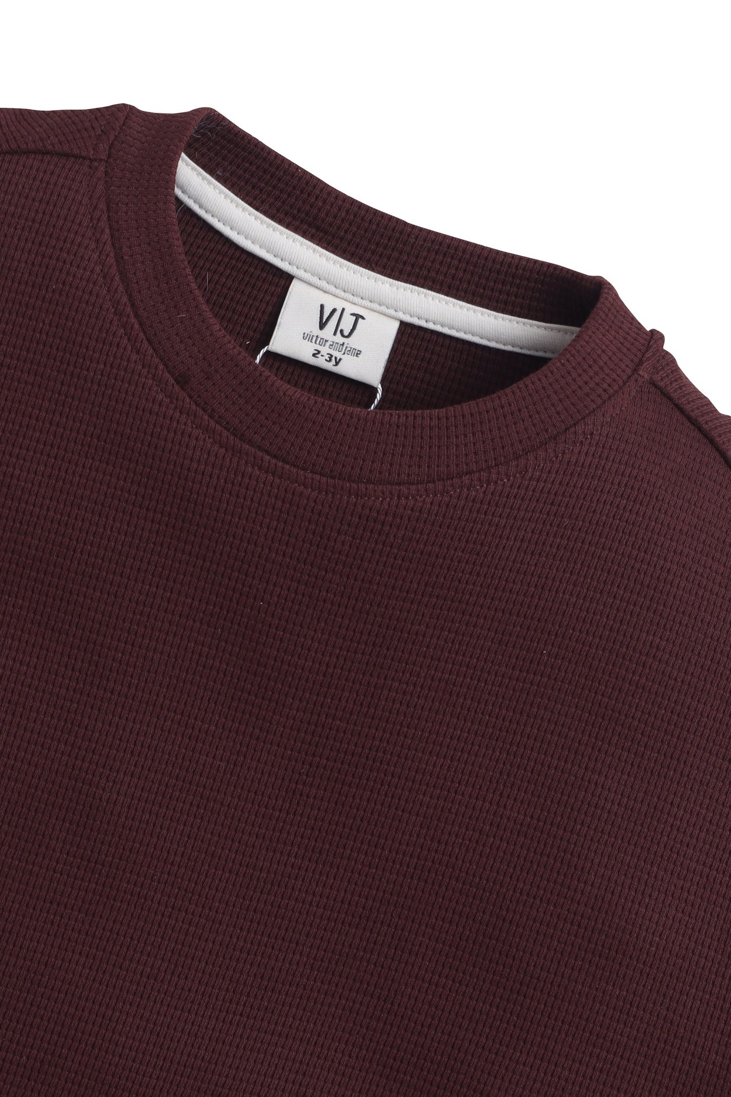 Junior Boys Textured Cotton T-Shirt - Rust Red