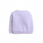 Back view of a plain light purple girls sweatshirt by victor and jane with ribbed cuffs and hem