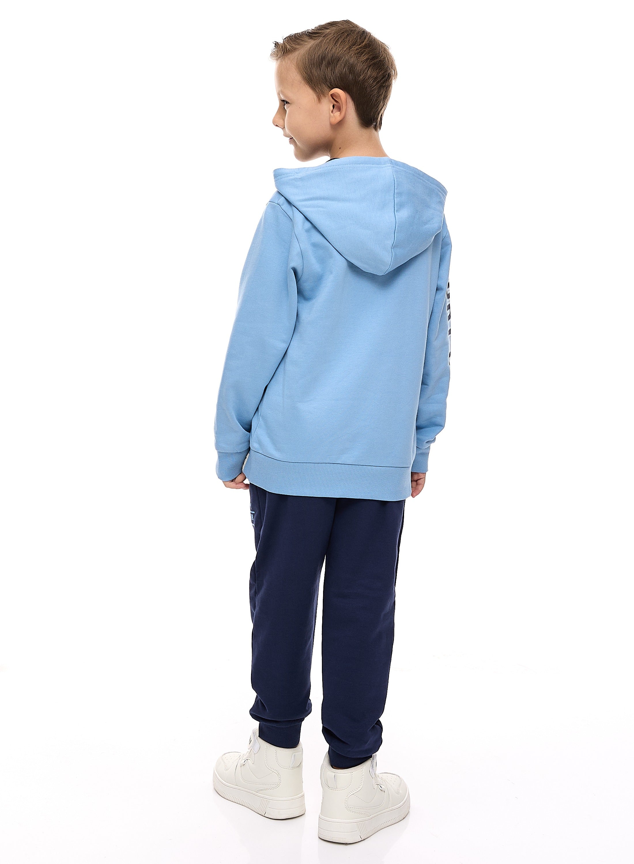 Boys' 2-Piece Hoodie And  Jogger Set  (2 -8 Yrs) Lt Blue-Navy