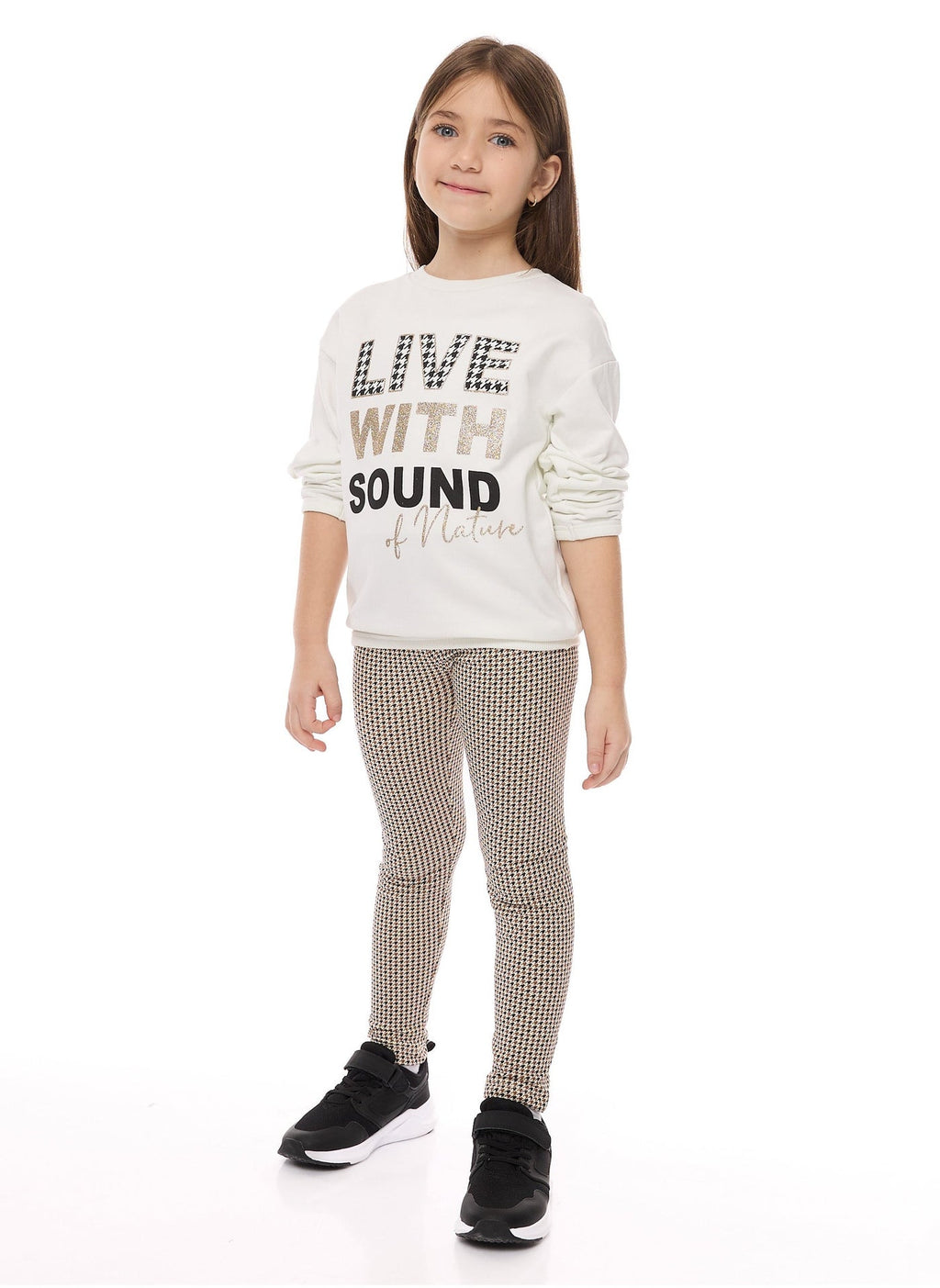 Victor And Jane Girls - Sweat Top And Leggings Set With Applique Embroidery