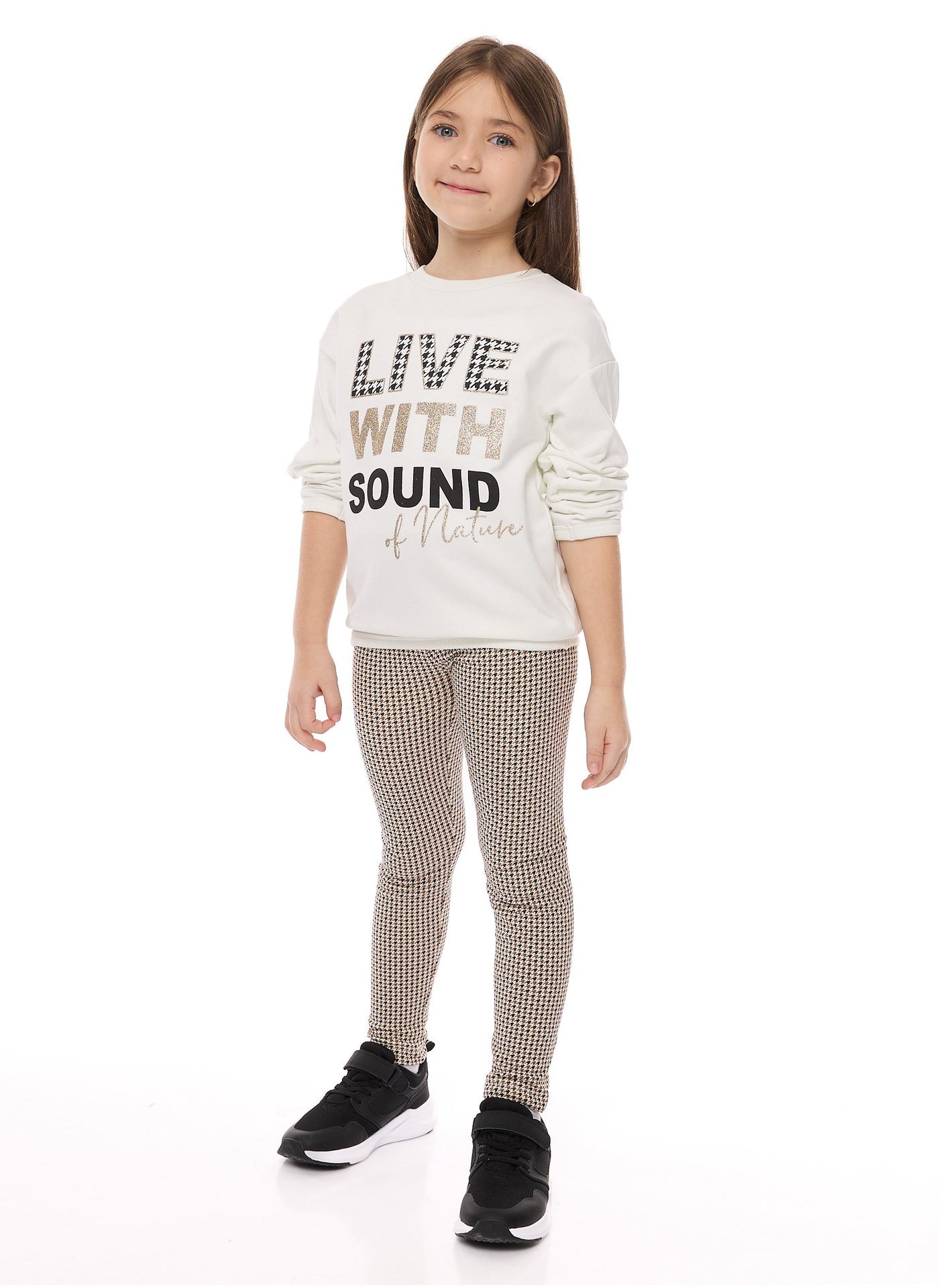 Victor And Jane Girls - Sweat Top And Leggings Set With Applique Embroidery