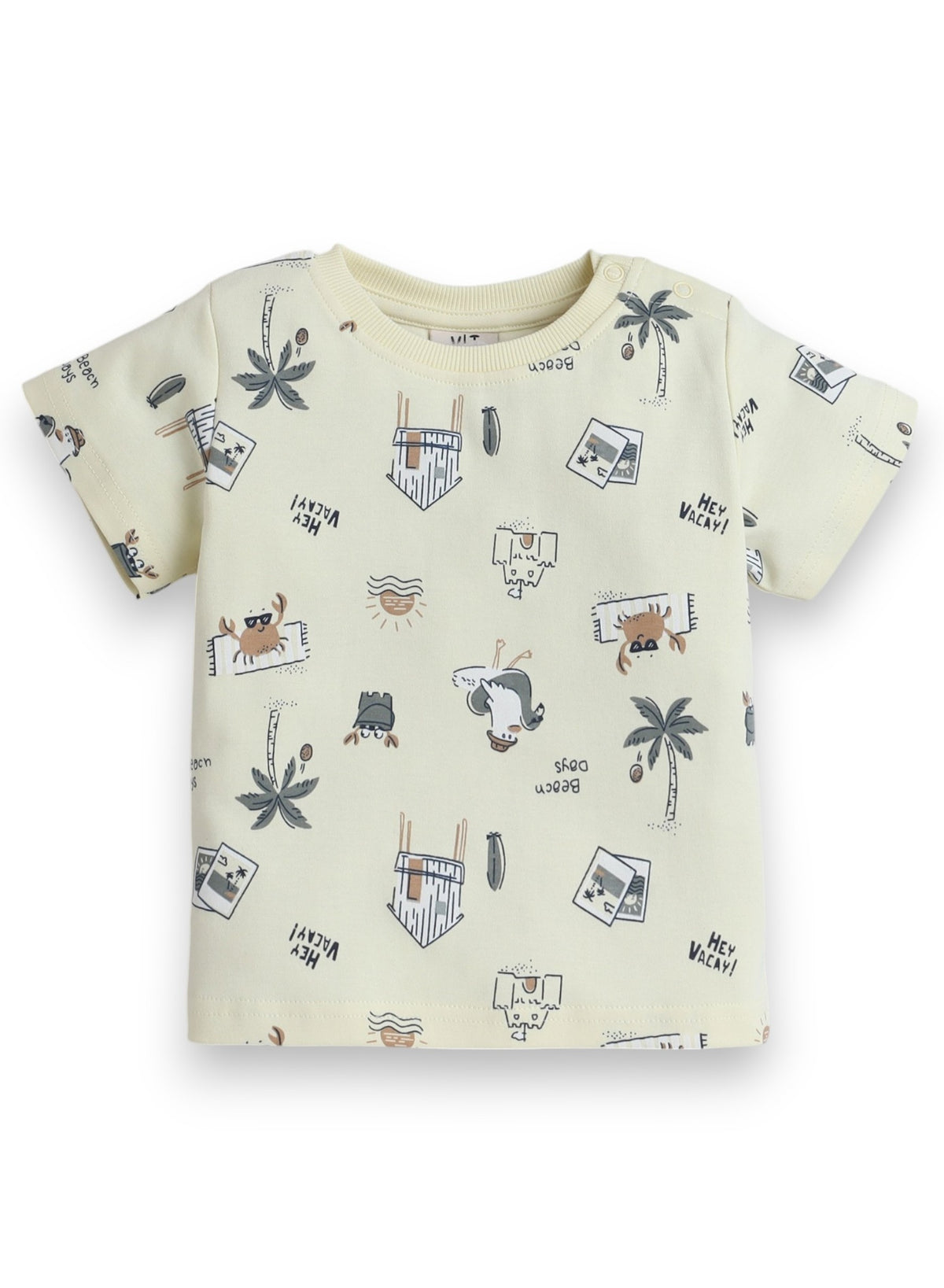 Hey Vacay All Over Printed T-Shirt and Shorts Set - White