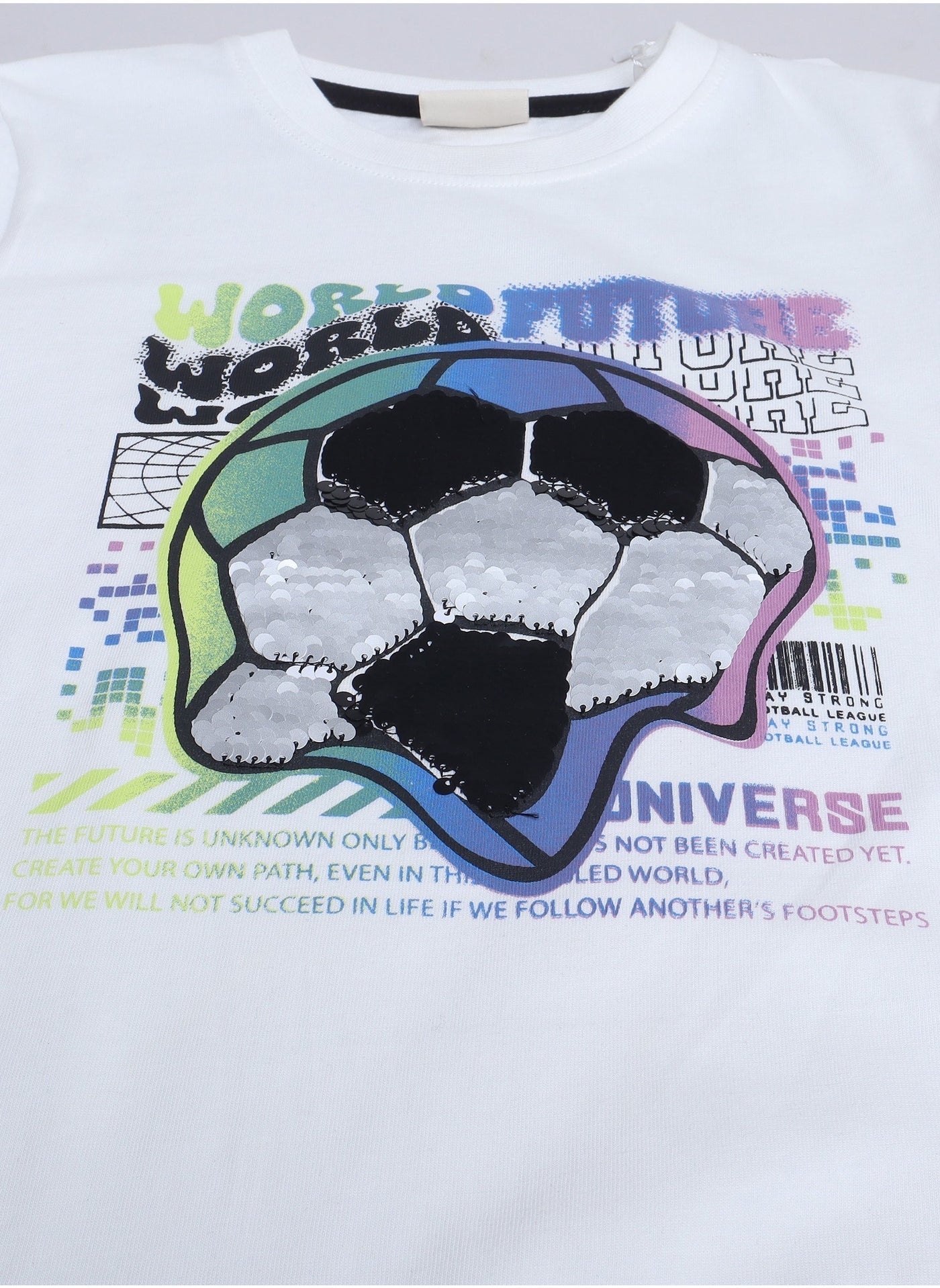 Victor and Jane JR Boys' 2PC Set, "Game On" Football Theme, 100% Cotton Summer Wear for Active Junior Boys, Off White Colour 2-3YRS