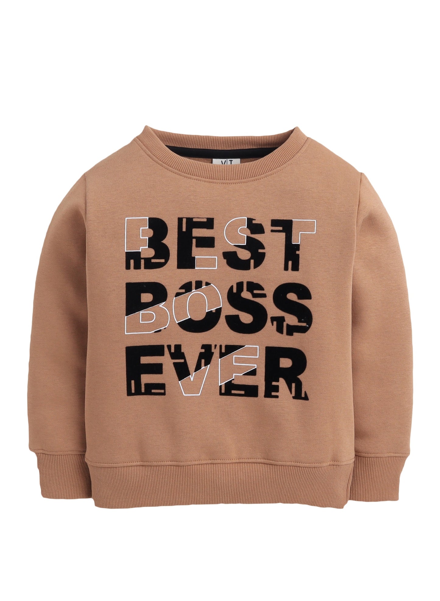 Boys' Brown "BEST BOSS EVER" Graphic Sweatshirt