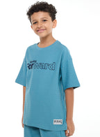 Victor And Jane Sr Boys' Jacquard Set “ Striped Design With Textured Material, Ready-To-Move Coordinated Match Sets