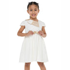 Ivory/Gold Lapel Jacquard Dress