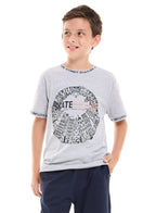 Victor and Jane Skate Doard T-Shirt & Shorts Set - Grey/Navy