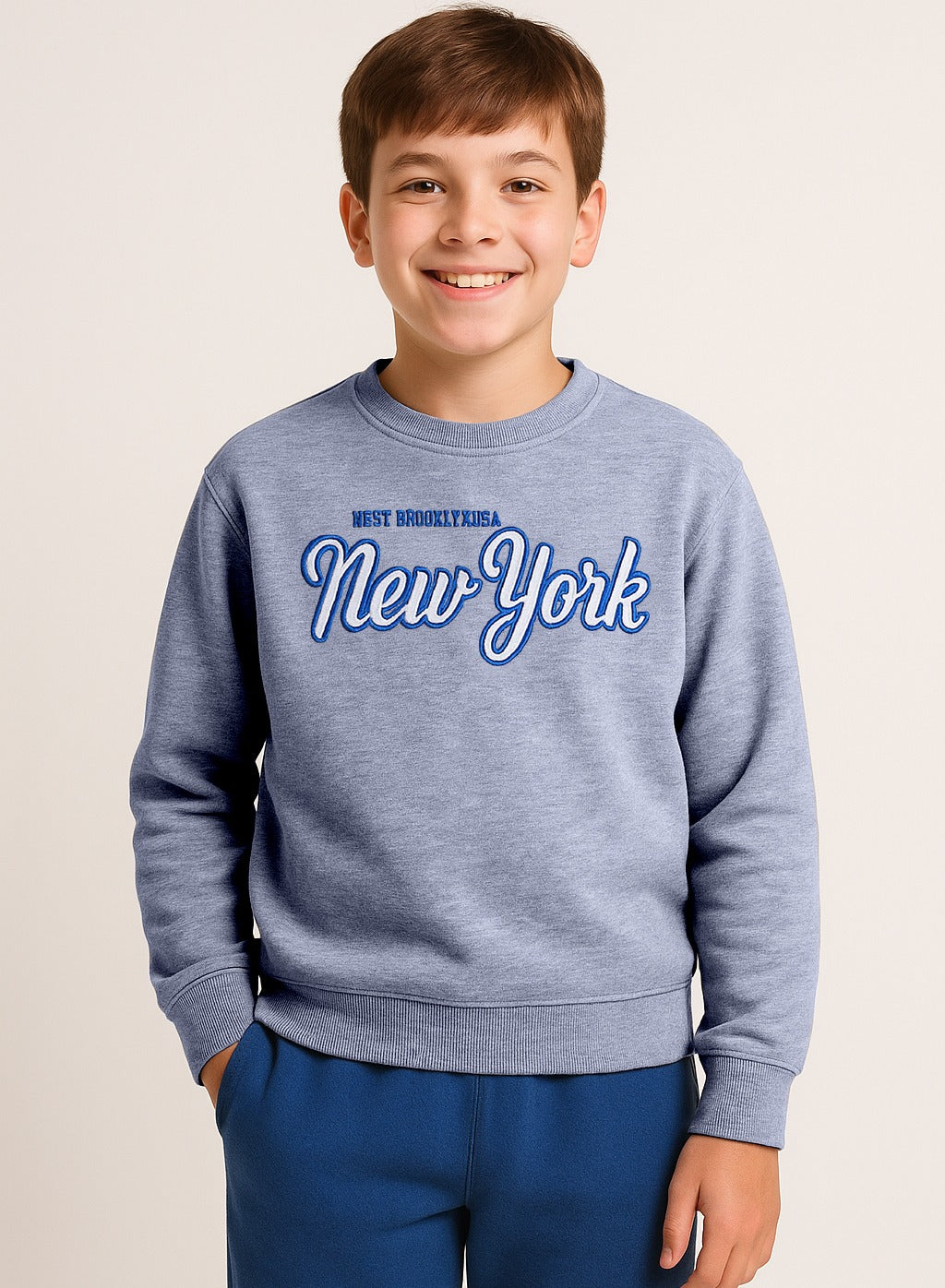 Boys' Grey Œnew York” Printed Sweatshirt