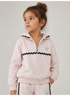 Girls Half Zip Sweatshirt Hoodie and Wide Leg Pants Set