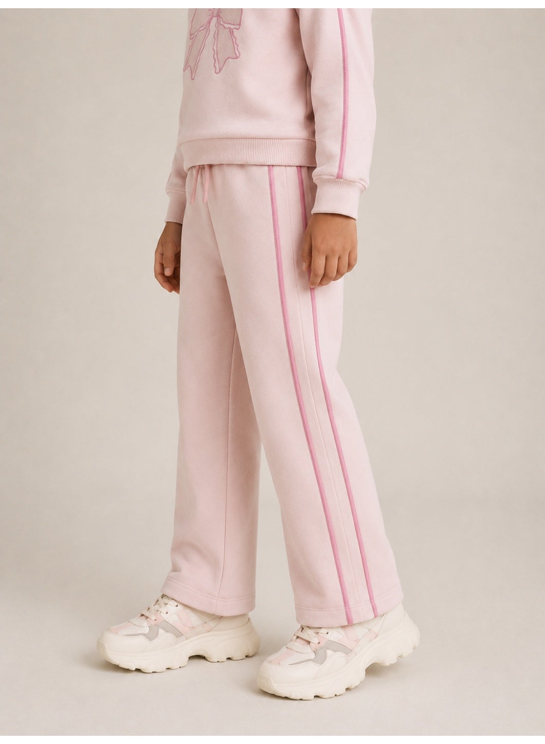 Girls Bow Graphic Sweatshirt and Wide Leg Pants Set