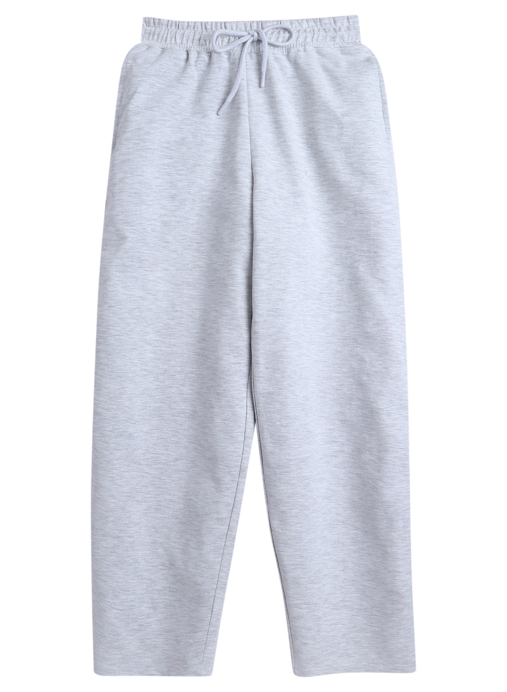 "Light Grey Straight-Leg Drawstring Joggers “Cotton Interlock