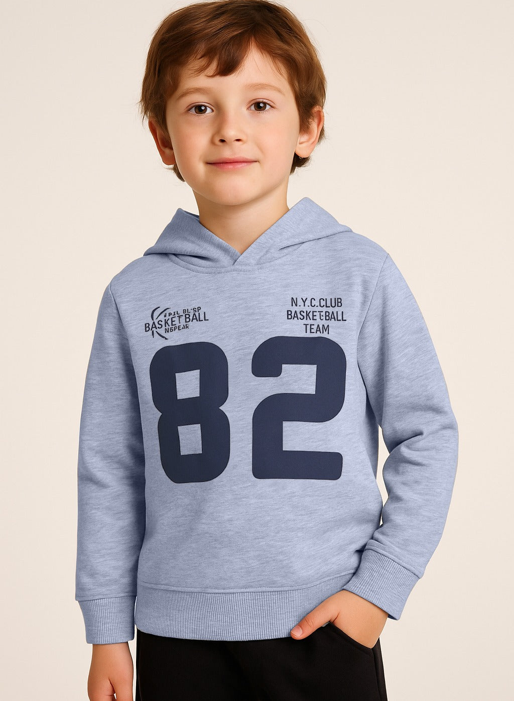 Boys' Grey "82 NYC Club" Hoodie Sweatshirt