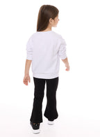 Victor And Jane Girls Set With Sequins Embroidered Top And Flared Leggings