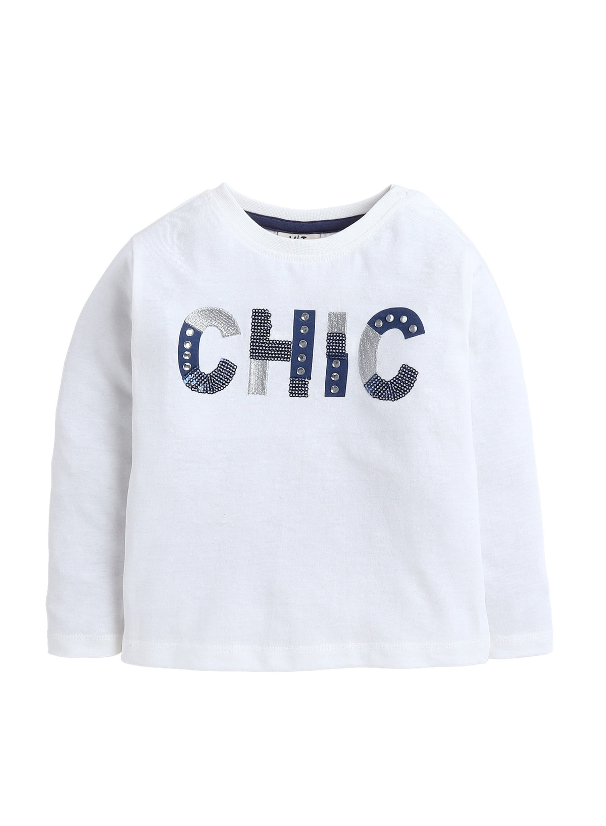 Infant Girls Navy Glitter 3-Piece Hoodie-Long sleeve Tee and Jogger Pants Set