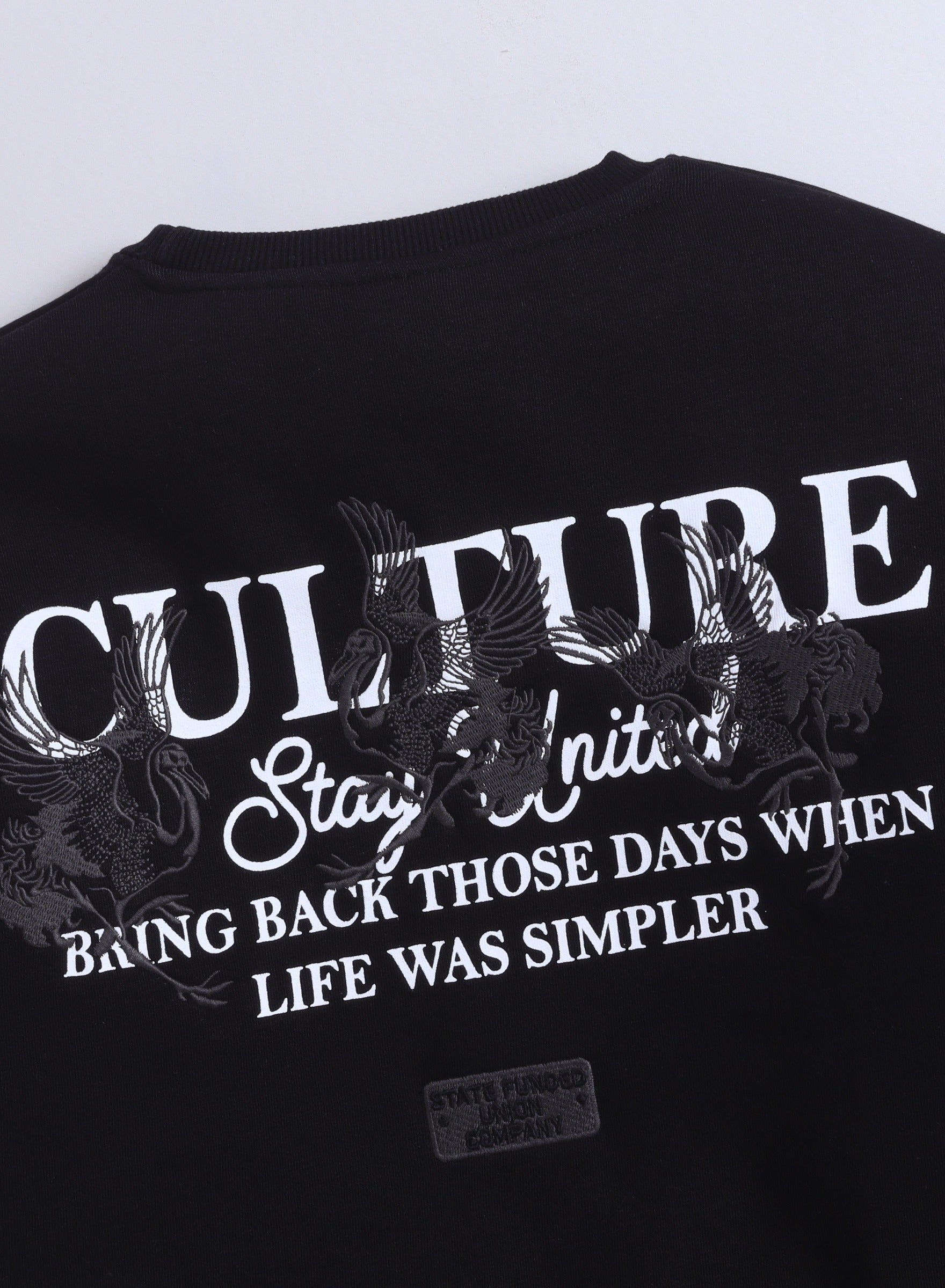 Boys' Black Œculture Stay United” Graphic Sweatshirt