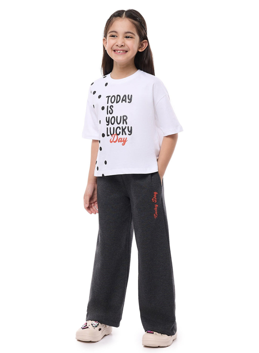 Victor And Jane Girls 2 Pc Set - Embellished Top With Matching Straight Pants