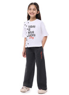 Victor And Jane Girls 2 Pc Set - Embellished Top With Matching Straight Pants